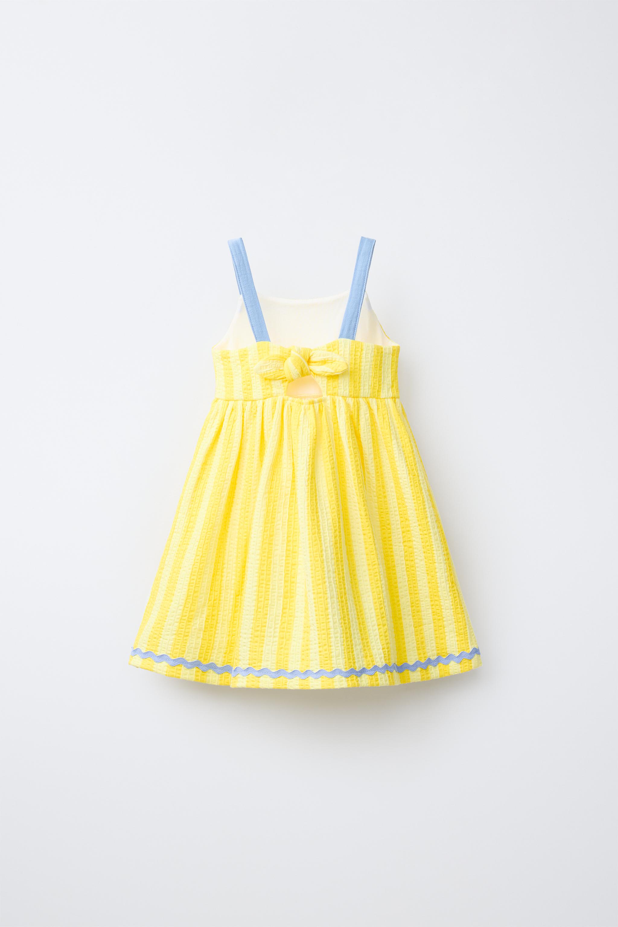 CONTRAST WAVE TRIM PRINT DRESS